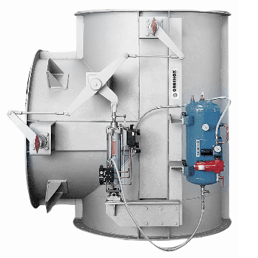 Damper distribuidor em forma de T (3 vias) de seção redonda ou quadrada para montagem entre flanges de regulagem/controle, distribuição e isolamento de gases